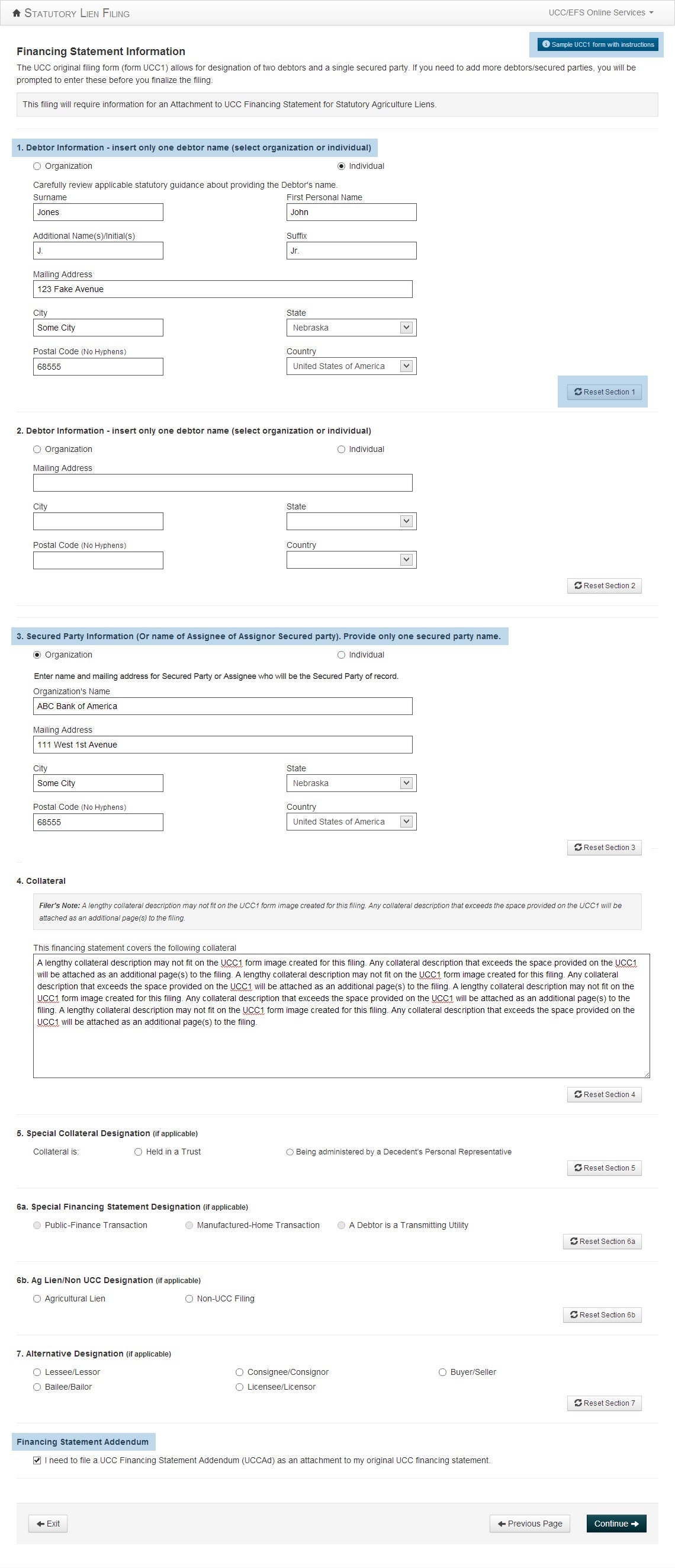 Online UCC Financing Statement Demo 2 | Nebraska Secretary Of State